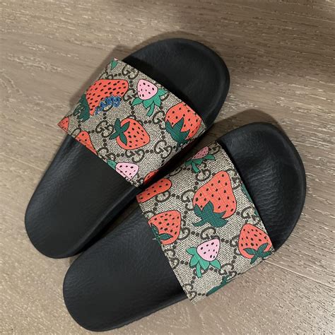 gucci slides with strawberry